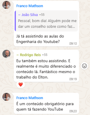 Conversa de alunos no WhatsApp