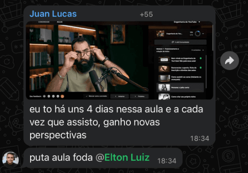 Conversa de alunos no WhatsApp